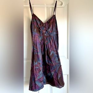 Hinge casual dress, Brown with multicolor design size Small